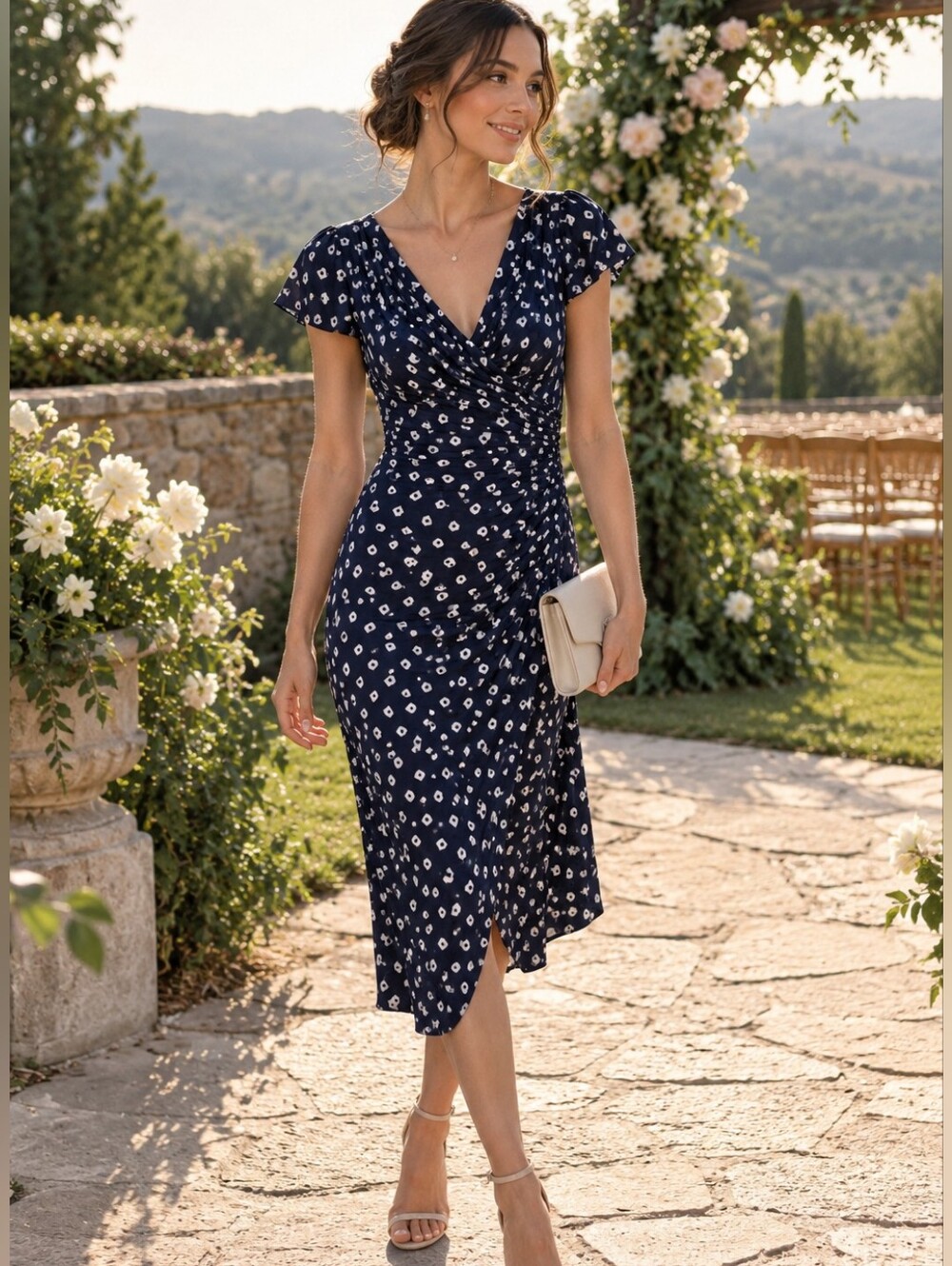 Ralph Lauren Navy Blue Short Sleeve Midi Dress Size 6